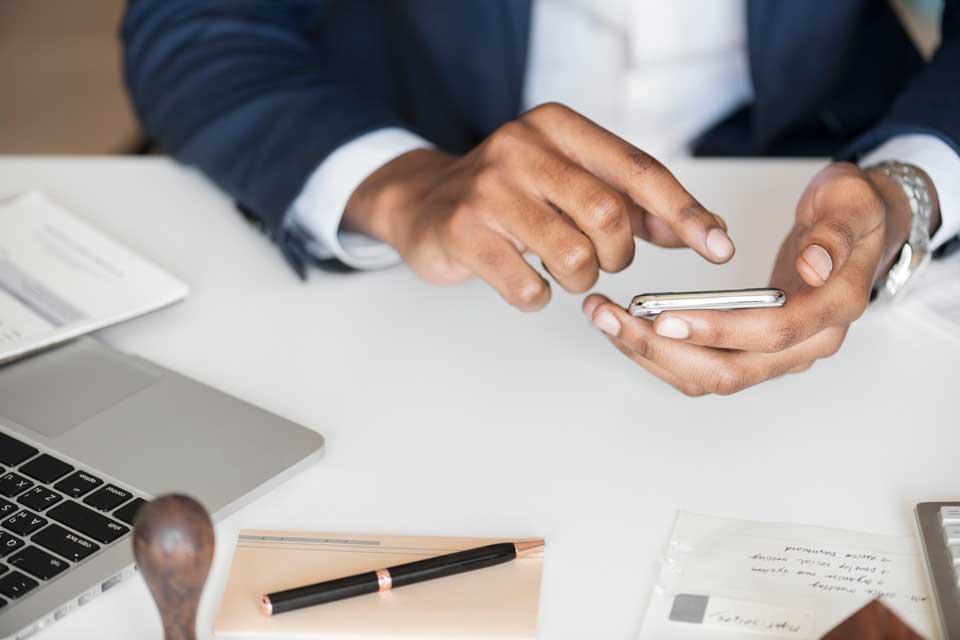 Businessman booking a massage